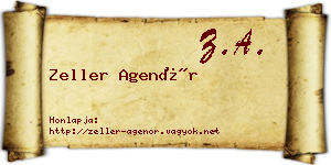 Zeller Agenór névjegykártya